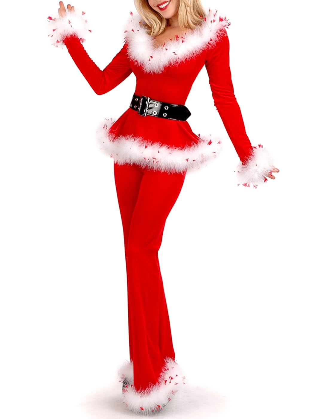 lifhouseie 圣诞老人服装女士克劳斯成人化妆装套装 红色 (m)